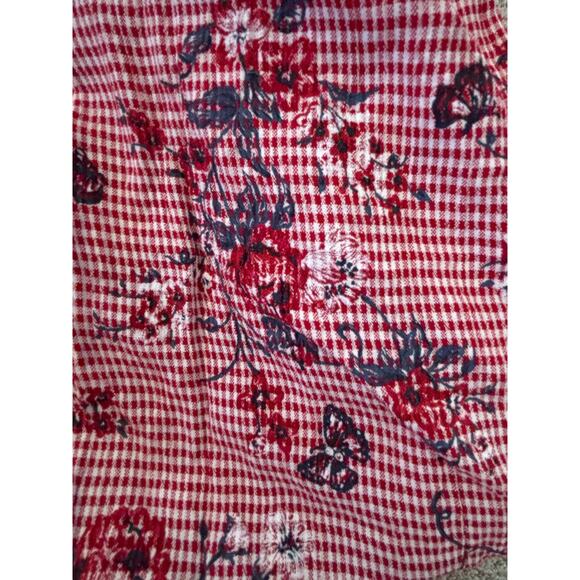 Vintage Stonebridge Floral Red White Blue Gingham Prairie Cottage Skirt XS-S - Picture 7 of 7